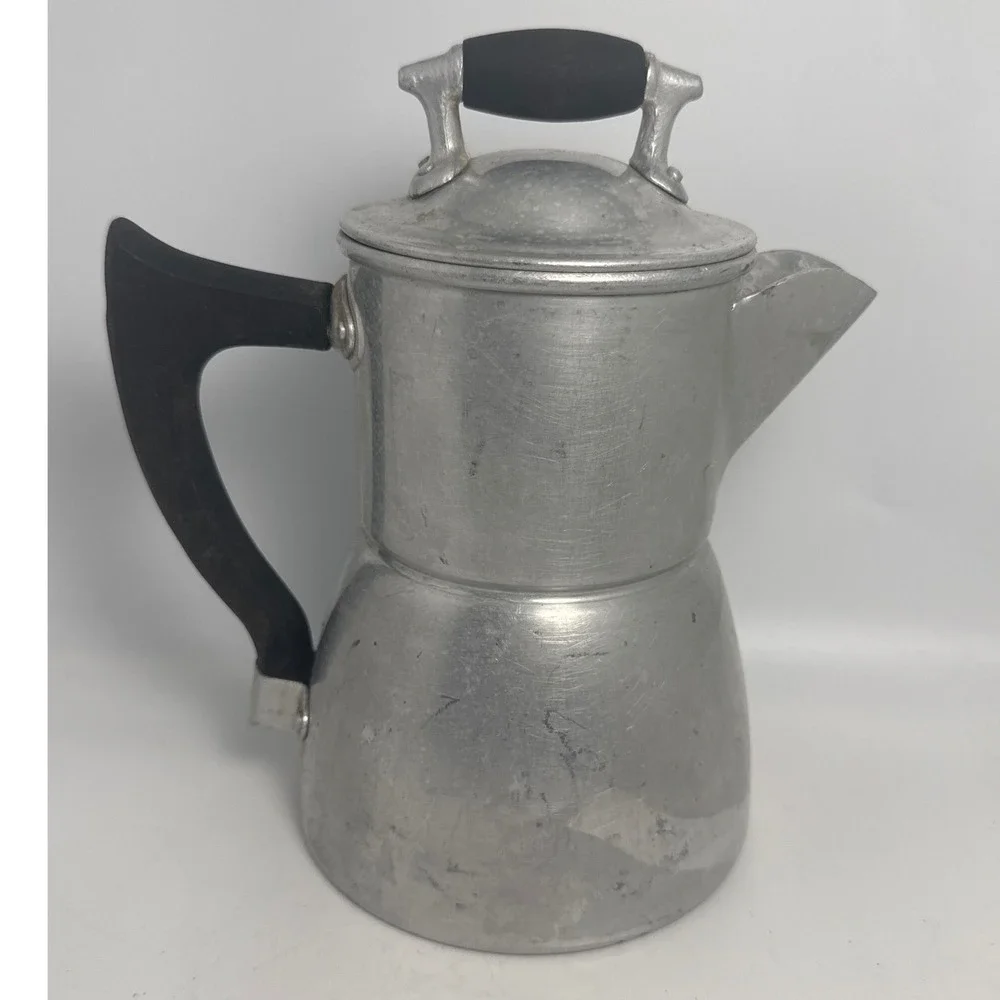 Wear-Ever Drip Coffee Pot OS Silver Good Vintage Aluminum Mid-Century USA